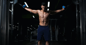a man doing cable shoulder exercises